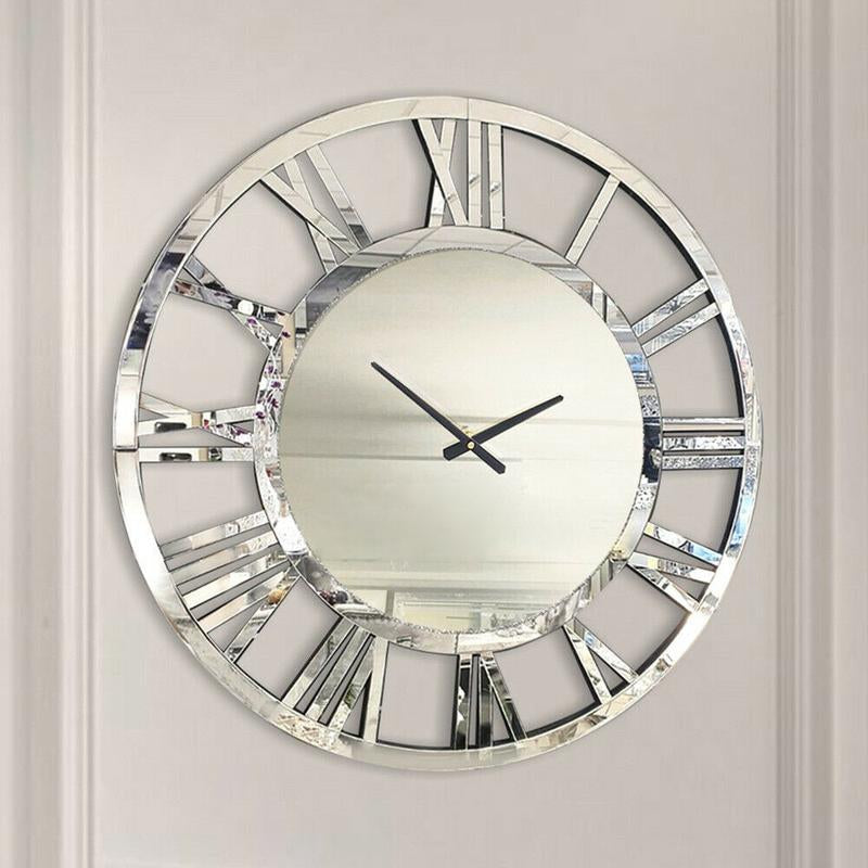 SHYFOY round Wall Clock- Modern Clocks Mirrored Wall Decor