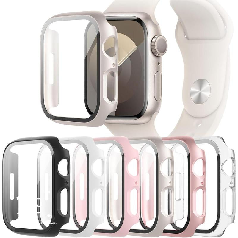 6-Pack Iwatch 40Mm Case – Ultra-Thin Hard PC Full Protective Bumper with Tempered Glass Screen Protector – Compatible with Apple Watch Series SE (2Nd Gen), 6, 5, 4 – Durable Face Cover for Everyday Use Protection Wearable