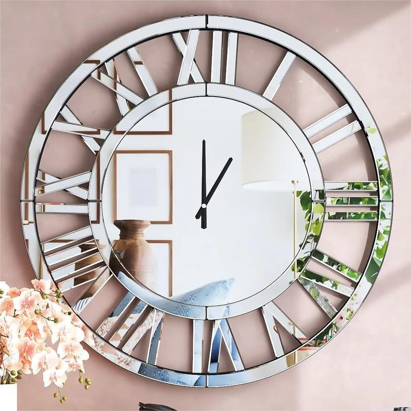 SHYFOY round Wall Clock- Modern Clocks Mirrored Wall Decor