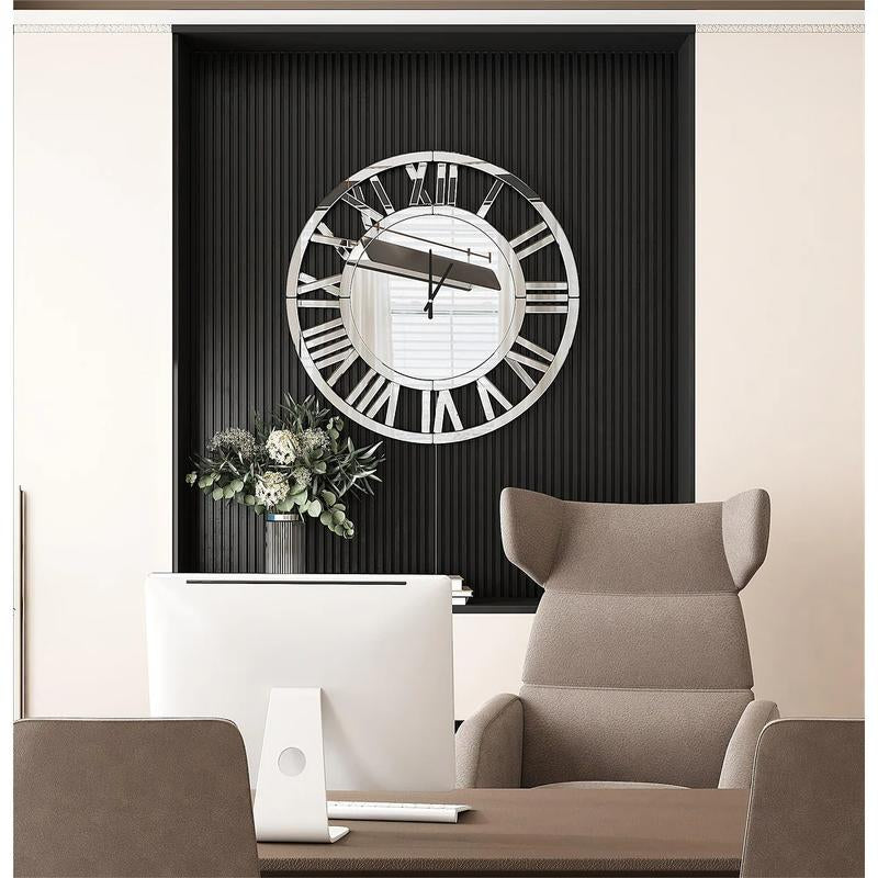 SHYFOY round Wall Clock- Modern Clocks Mirrored Wall Decor