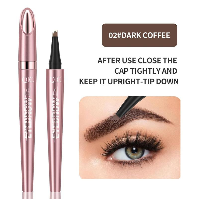 QIC Microblading Microfork Liquid Eyebrow Pen , 3D Waterproof Magic Eyebrow Pencil with 4 Fork Tip, Waterproof and Long-Lasting, Hair-Like Natural Brow Makeup Cosmetic, Eyebrow Pencils for Women, Eyebrowtint Makeup Tool