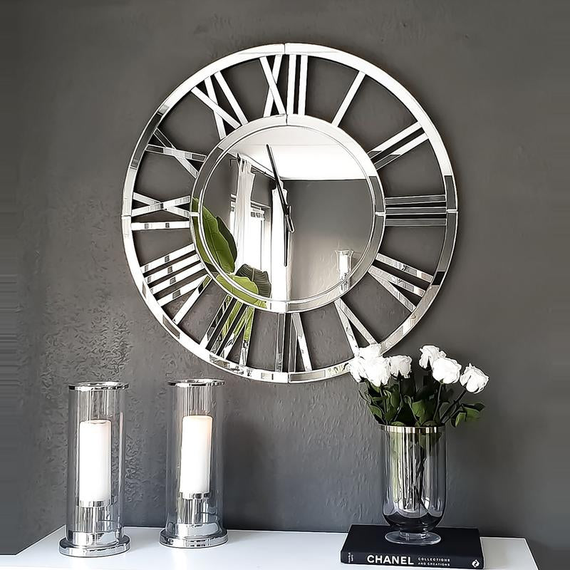 SHYFOY round Wall Clock- Modern Clocks Mirrored Wall Decor