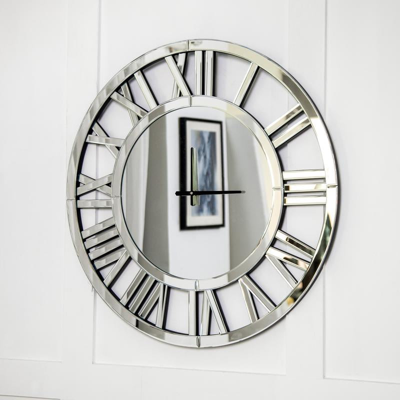 SHYFOY round Wall Clock- Modern Clocks Mirrored Wall Decor