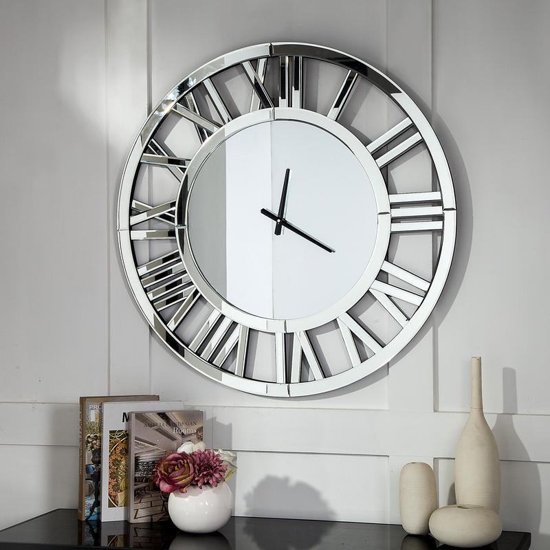 SHYFOY round Wall Clock- Modern Clocks Mirrored Wall Decor