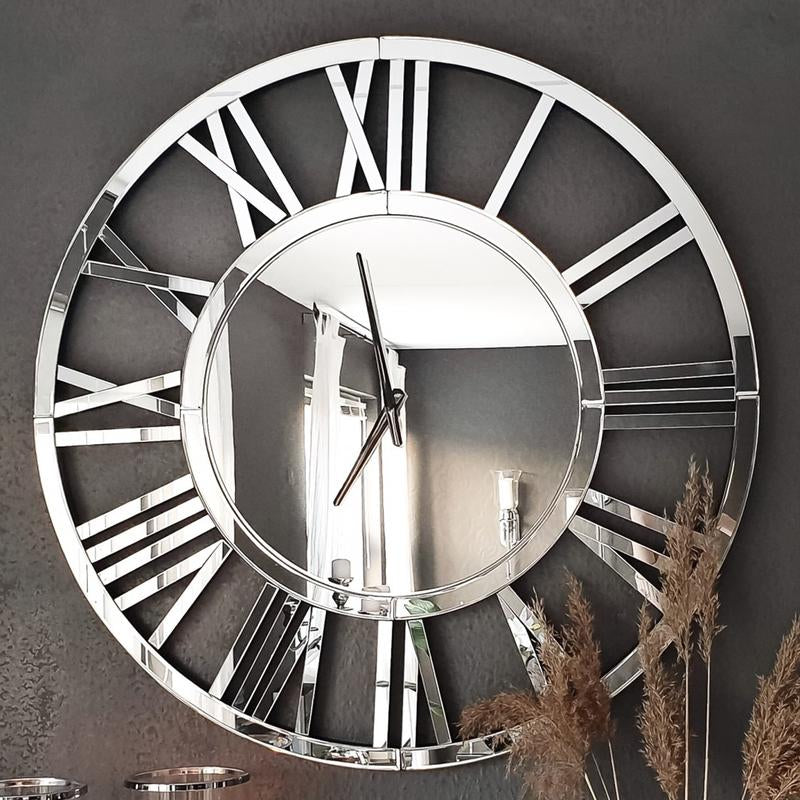 SHYFOY round Wall Clock- Modern Clocks Mirrored Wall Decor