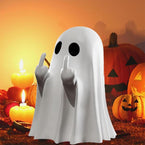Halloween Ghost Figurine – Spooky Resin Middle Finger Ghost Decor | Cute & Edgy Indoor/Outdoor Halloween Decor for Porch & Home (1 Pc)