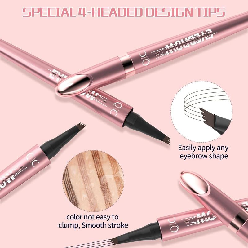 QIC Microblading Microfork Liquid Eyebrow Pen , 3D Waterproof Magic Eyebrow Pencil with 4 Fork Tip, Waterproof and Long-Lasting, Hair-Like Natural Brow Makeup Cosmetic, Eyebrow Pencils for Women, Eyebrowtint Makeup Tool