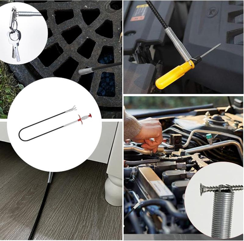 Flexible Grabber Claw Pick up Reacher Tool with 4 Claws Bendable Hose Pickup Reaching Assist Tool for Litter Pick, Home Sink, Drains, Toilet(78.74 Inches)