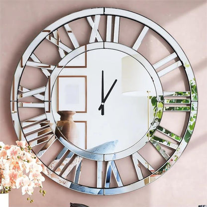 SHYFOY round Wall Clock- Modern Clocks Mirrored Wall Decor
