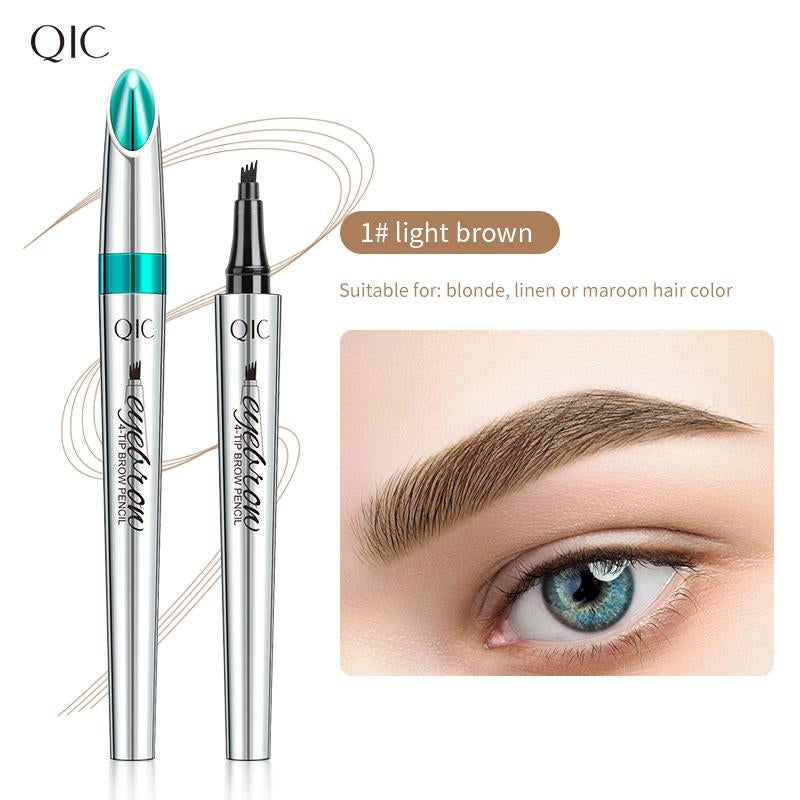 QIC Microblading Microfork Liquid Eyebrow Pen , 3D Waterproof Magic Eyebrow Pencil with 4 Fork Tip, Waterproof and Long-Lasting, Hair-Like Natural Brow Makeup Cosmetic, Eyebrow Pencils for Women, Eyebrowtint Makeup Tool