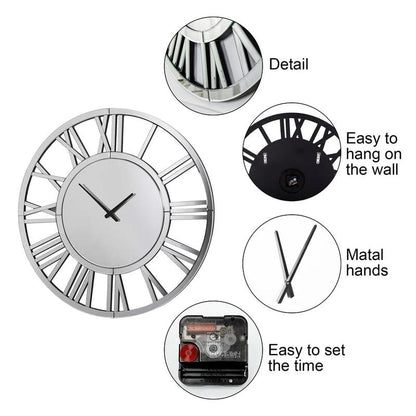 SHYFOY round Wall Clock- Modern Clocks Mirrored Wall Decor