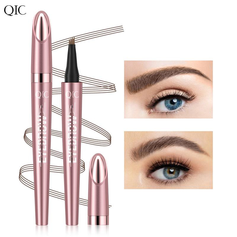 QIC Microblading Microfork Liquid Eyebrow Pen , 3D Waterproof Magic Eyebrow Pencil with 4 Fork Tip, Waterproof and Long-Lasting, Hair-Like Natural Brow Makeup Cosmetic, Eyebrow Pencils for Women, Eyebrowtint Makeup Tool