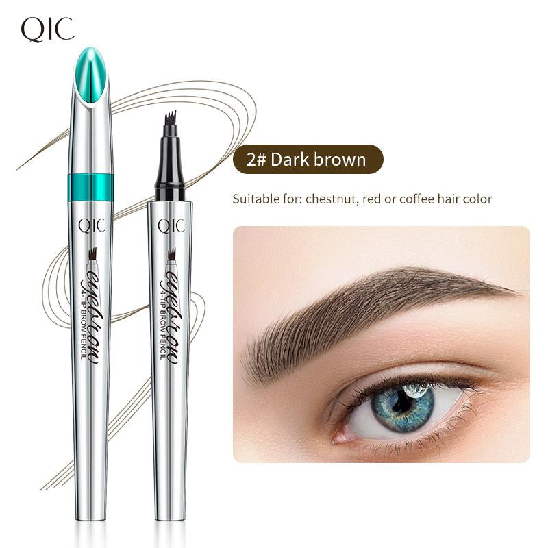 QIC Microblading Microfork Liquid Eyebrow Pen , 3D Waterproof Magic Eyebrow Pencil with 4 Fork Tip, Waterproof and Long-Lasting, Hair-Like Natural Brow Makeup Cosmetic, Eyebrow Pencils for Women, Eyebrowtint Makeup Tool